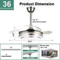 thumbnail image 2 of Cusp Barn 36" Chrome Modern Retractable Ceiling Fan with Dimmable LED Lights and Remote Control, 6 Speeds DC Motor Fandelier Ceiling Fan, 2 of 12