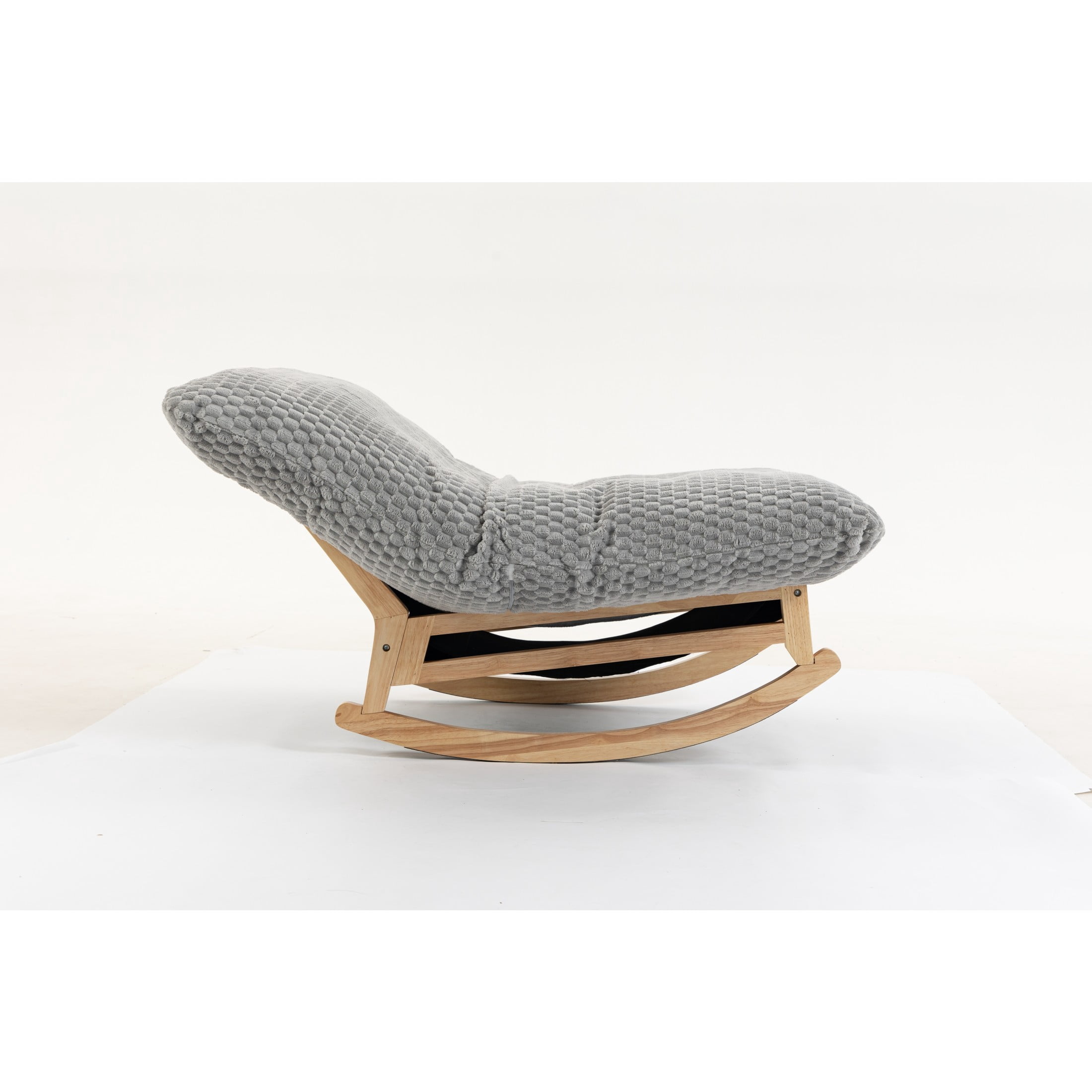 GDF Studio Alaric Corduroy Bean Bag Rocking Chair with Solid Wood Frame, Lazy Sofa for Living Room, Bedroom, Light Grey