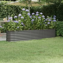 vidaXL Garden Raised Bed Powder-coated Steel 88.2"x15.7"x14.2" Anthracite