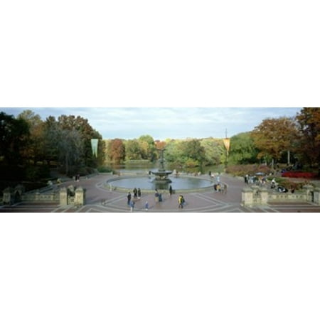 Tourists in a park Bethesda Fountain Central Park Manhattan New York City New York State USA Poster