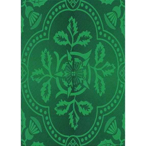 Ahgly Company Indoor Rectangle Patterned Deep Emerald Green Area Rugs, 5' x 7'