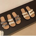 thumbnail image 4 of Women's Metallic Slide Sandals with Double Adjustable Buckle Straps - Comfortable & Stylish Summer Footwear, 4 of 10