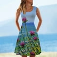thumbnail image 2 of Cyber&Monday Deals Womens Summer Dresses Casual Boho Flowy Swing Sun Beach Dress Sleeveless Mini Dress Floral Print Tank Dress U Neck, 2 of 5