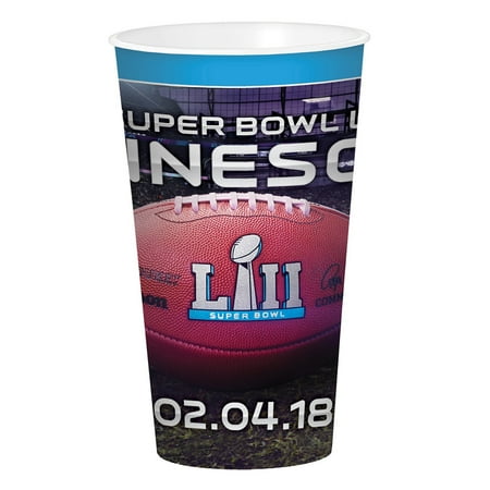 32 Ounce Stadium Cup - Amscan 2018 Super Bowl LII 52 Football Party Hard Plastic 32oz Stadium Cup