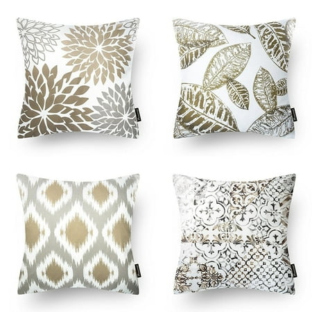 Vinyl Boutique Shop Set Of 4 Coffee Color Throw Pillow Case For