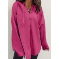 thumbnail image 2 of Sudadera SHEWIN de gran tamaño con capucha y botones para mujer, color rojo rosa, 2 of 4