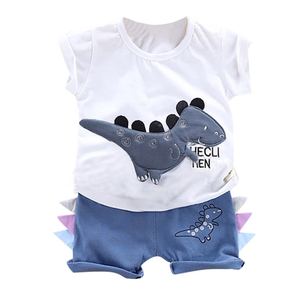 Conjunto de niño Gibobby Trajes Dinosaur Tops Shorts Letter Baby Shirt T 110