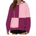 thumbnail image 1 of Timegard Plus Size Tops for Women Sweatshirt Hoodies Color Block Fall Casual Loose Pullover with Pockets, 1 of 5