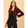 thumbnail image 3 of DARING DIVA Women's Notched Lapel Button Front Office Velvet Blazer XL Dark Red, 3 of 6