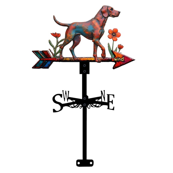 OIUR Metal Weather Vane Outdoor Wind Indicator Rustic Style Dog Wind Vane Rooftop Decoration for Shed Garden Yard Decor