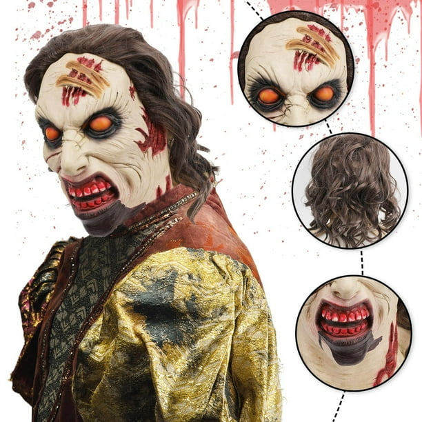 GARENAS Festival Masquerade Face Grinning Latex Head Cover Prank(White ...