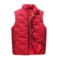 thumbnail image 2 of yubnlvae coats for men men's casual padded vest with zipper stand collar vest with pocket jackets for men red, 2 of 5