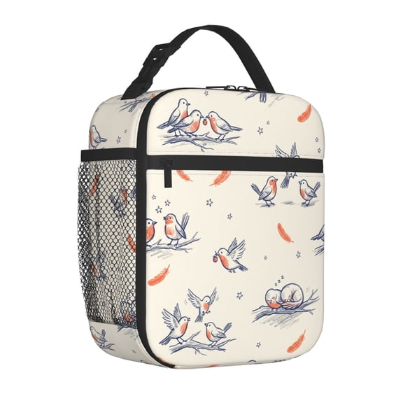 Birds Lunch Bag Double Insulated Leakproof Lunch Box Tote Bag Cooler Lunch Organizer For Work Picnic Travel Camping