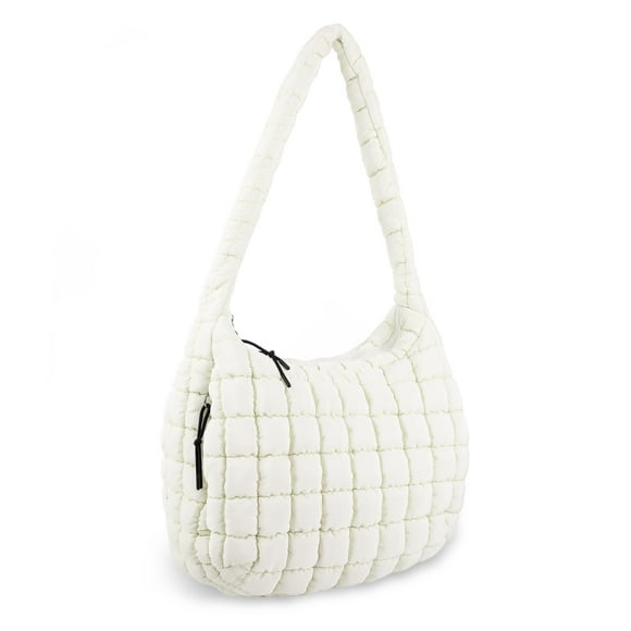 Bolsa acolchada UIXIZQ para mujer, acolchada, de nailon, color beige
