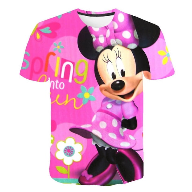 Camisetas de Mickey Mouse, ropa de verano, camisetas de moda para chicas, nuevas camisetas de manga corta informales de dibujos animados de la serie Disney, camisetas 1-14 Y4T Gao Jinjia LED