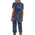 thumbnail image 3 of Hvot&aat Womens V-neck Short Sleeve Pajama Set Elastic Waist Loose Fit Pants and Sleepwear Top, 3 of 5