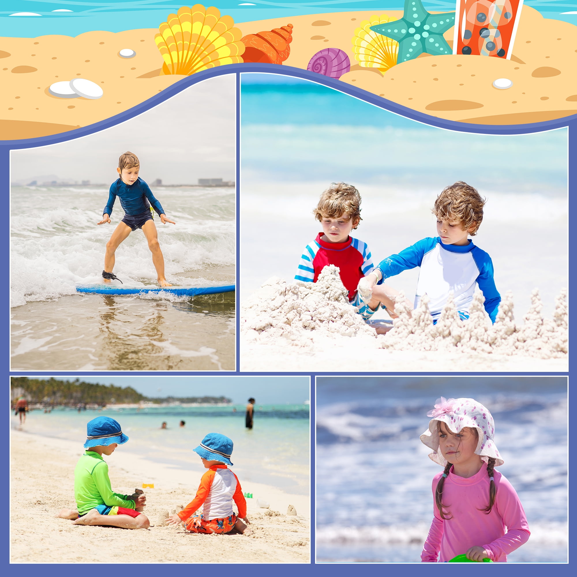 BIG ELEPHANT 3 Pack Kids Rash Guard Swim Shirt UPF 59+ Long Sleeve Rashguard Swimwear Surf Tops Sun Protection for Boys Girls