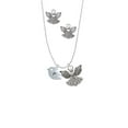 thumbnail image 2 of Delight Jewelry Silvertone Little Bird Initial - R - Silver tone Guardian Angel Charm Necklace and Stud Earrings, 2 of 4