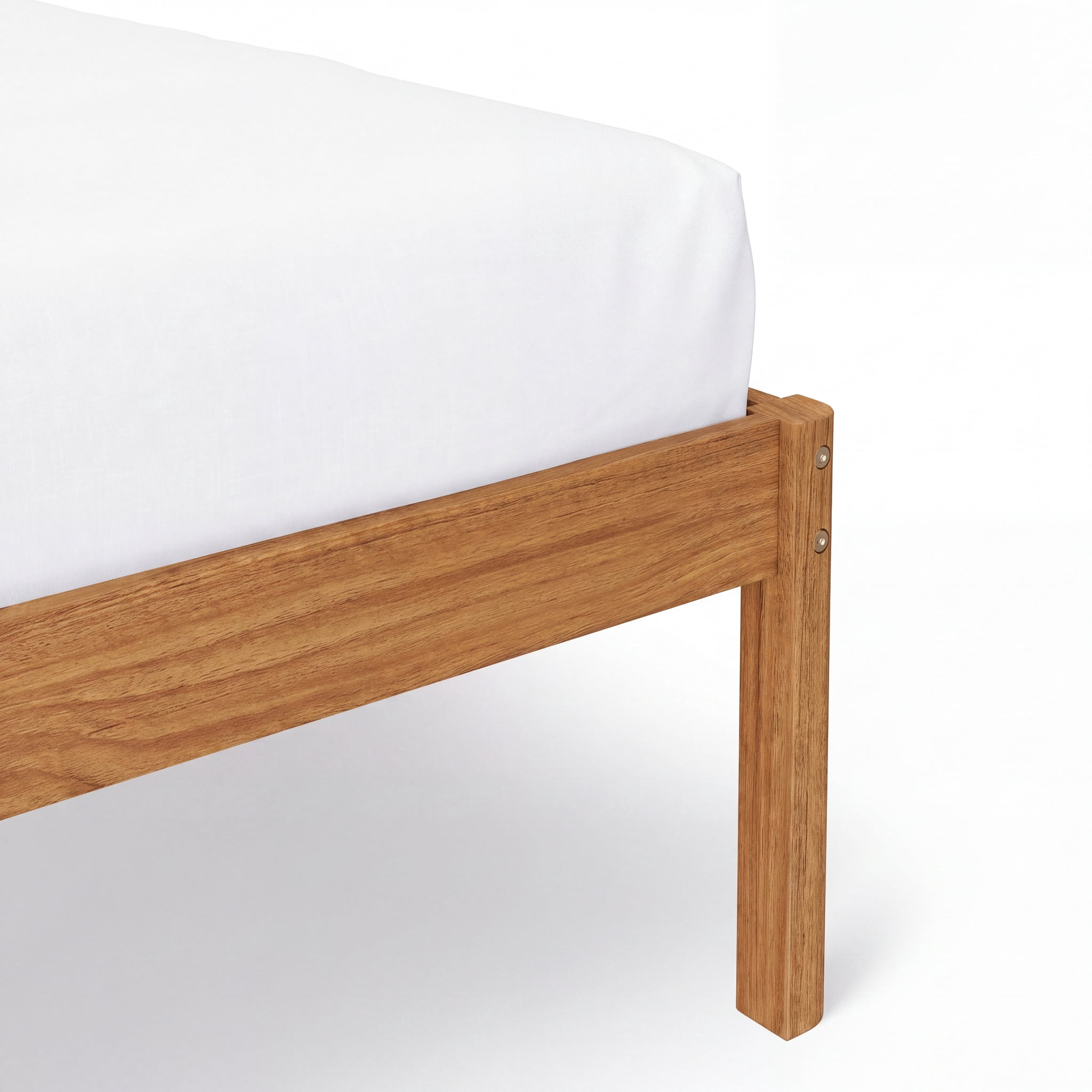 Mainstays Kids Full Size Wood Platform Bed Frame, Natural Teak