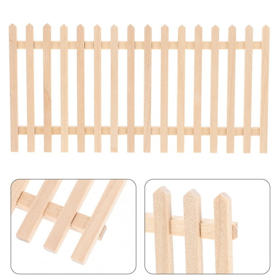 FOMIYES Miniature Farm Fence Beige Wooden Simulation Model for Doll House and DIY Micro Landscape 4.5 x 1.2 inches