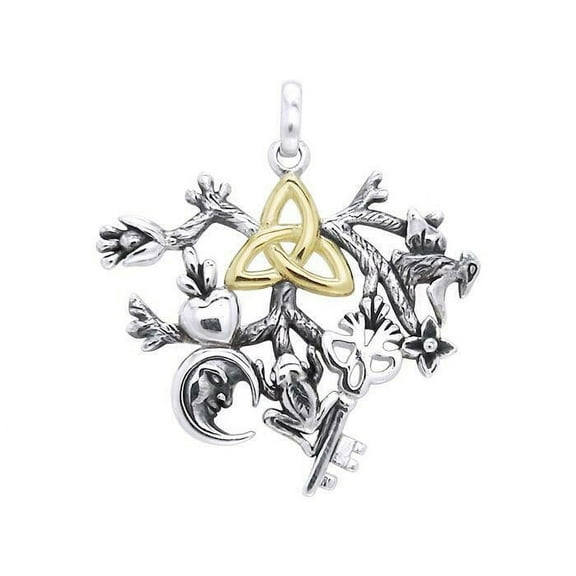 Cimaruta 925 Sterling Silver Folk Charm Pendant Italian Gold Accent Jewelry