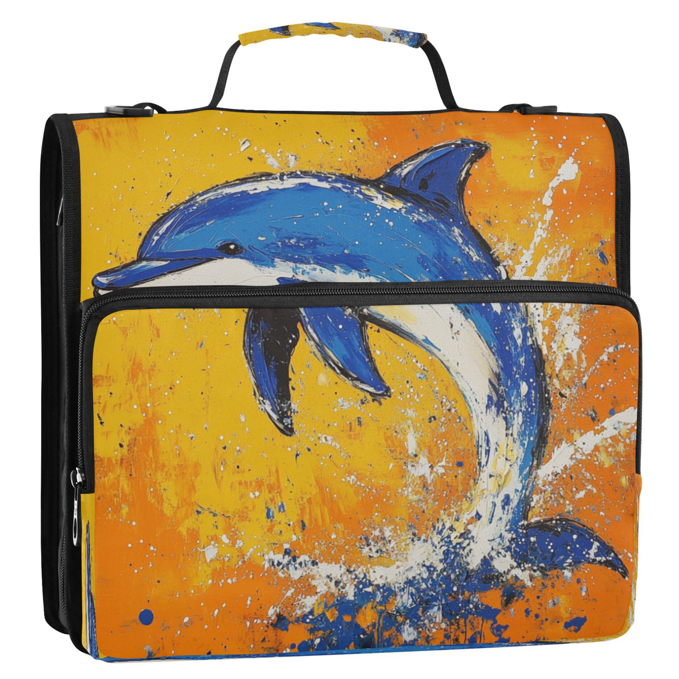YAZAOO Zipper Binder trapper keeper Documents Organized Design Dolphin Dance Printed