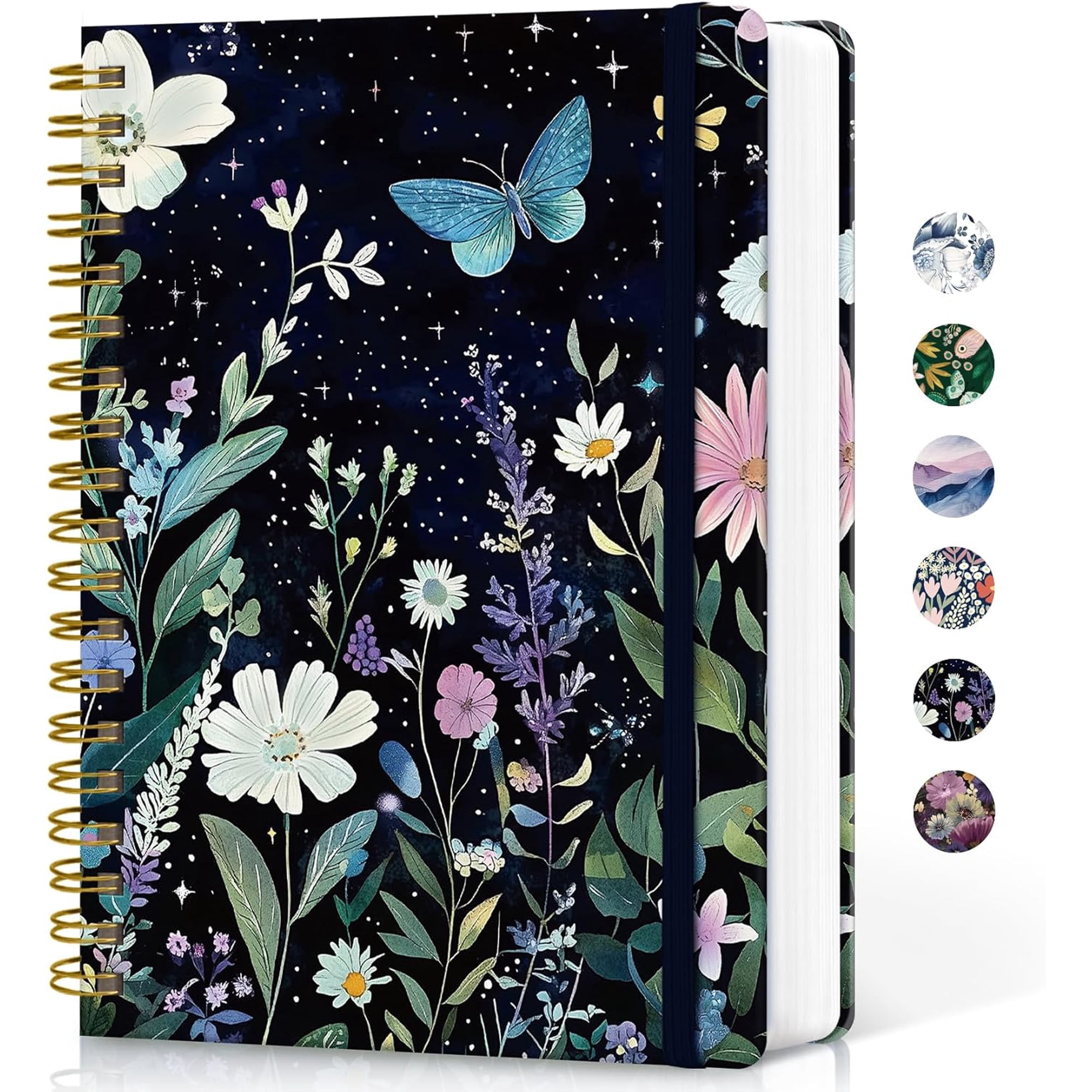 AP Lined Spiral Notebook Journal for Work,300 Pages Thick B5 (7.1"x10") College Ruled Journal for Women & Writing, Hardcover Notebook for Note Taking, Perfect for Office Home School, Celestial Garden
