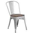 thumbnail image 7 of Flash Furniture 4 Pack Silver Metal Stackable Chair with Wood Seat, 7 of 7