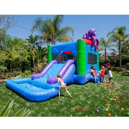 JumpOrange DuraLite Octopus Bounce House and Water Slide with 100pct PVC