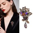 thumbnail image 4 of Flower Pin, Exquisite Shiny Perfect Matching Alloy Rhinestone Flower Brooch  For Party, 4 of 8
