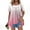 Pink, variant on LADIGASU Women's Printed Fake Two Piece Short Sleeve Round-Neck Blouses Top