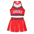 thumbnail image 4 of YONGHS Kids Girls Cheer Leader Costume Cheerleading Uniform Outfit Top Vest Pleated Skirt 2PCS Set Red 8, 4 of 5