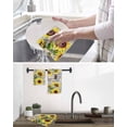 thumbnail image 5 of Sunflowers Kitchen Dish Towels for Drying Dishes Set of 2, Botanical Floral Farmhouse Retro Wood Grain Waffle Weave Microfiber Hand Tea Bathroom Towels Quick Dry & Absorbent Towel 12x12, 5 of 7