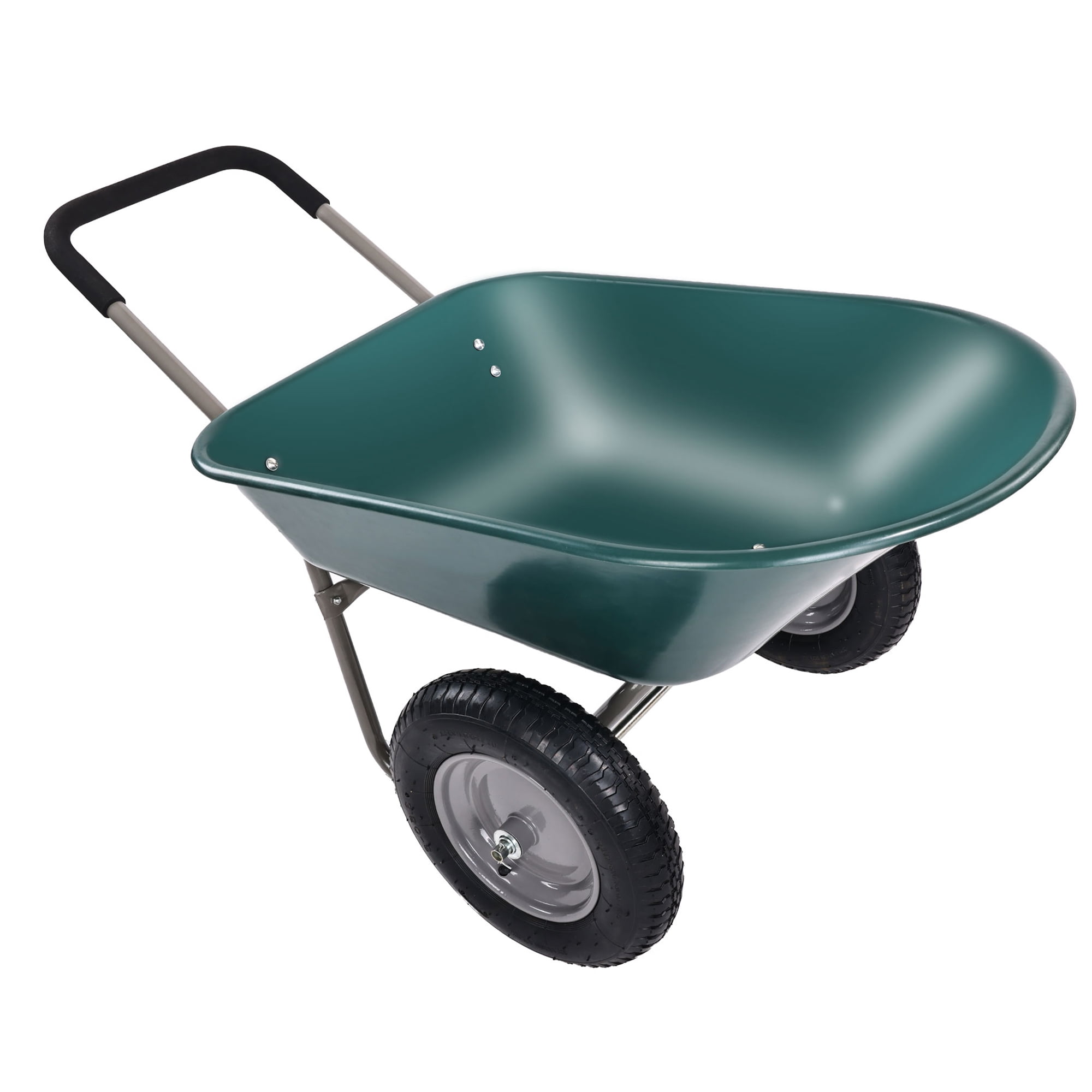 BalanceFrom Dual-Wheel Garden Wheelbarrow with Pneumatic Tires and Reinforced Structure - 50"L x 27"W x 26"H, 300 lbs Capacity, Easy Assembly