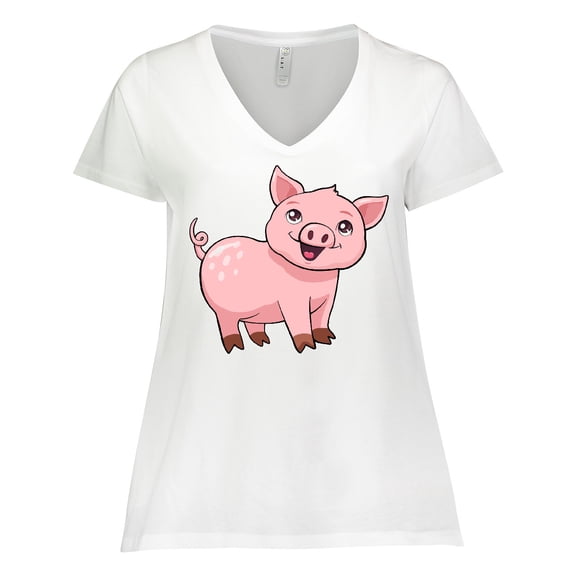 Inktastic Cute Pig Women's Plus Size V-Neck T-Shirt