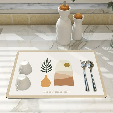 

Super Absorbent Mat - 19.69 X 15.75 Quick Dry Non-slip Bottom Drying Pad Heat Resistant Rectangle Placemat