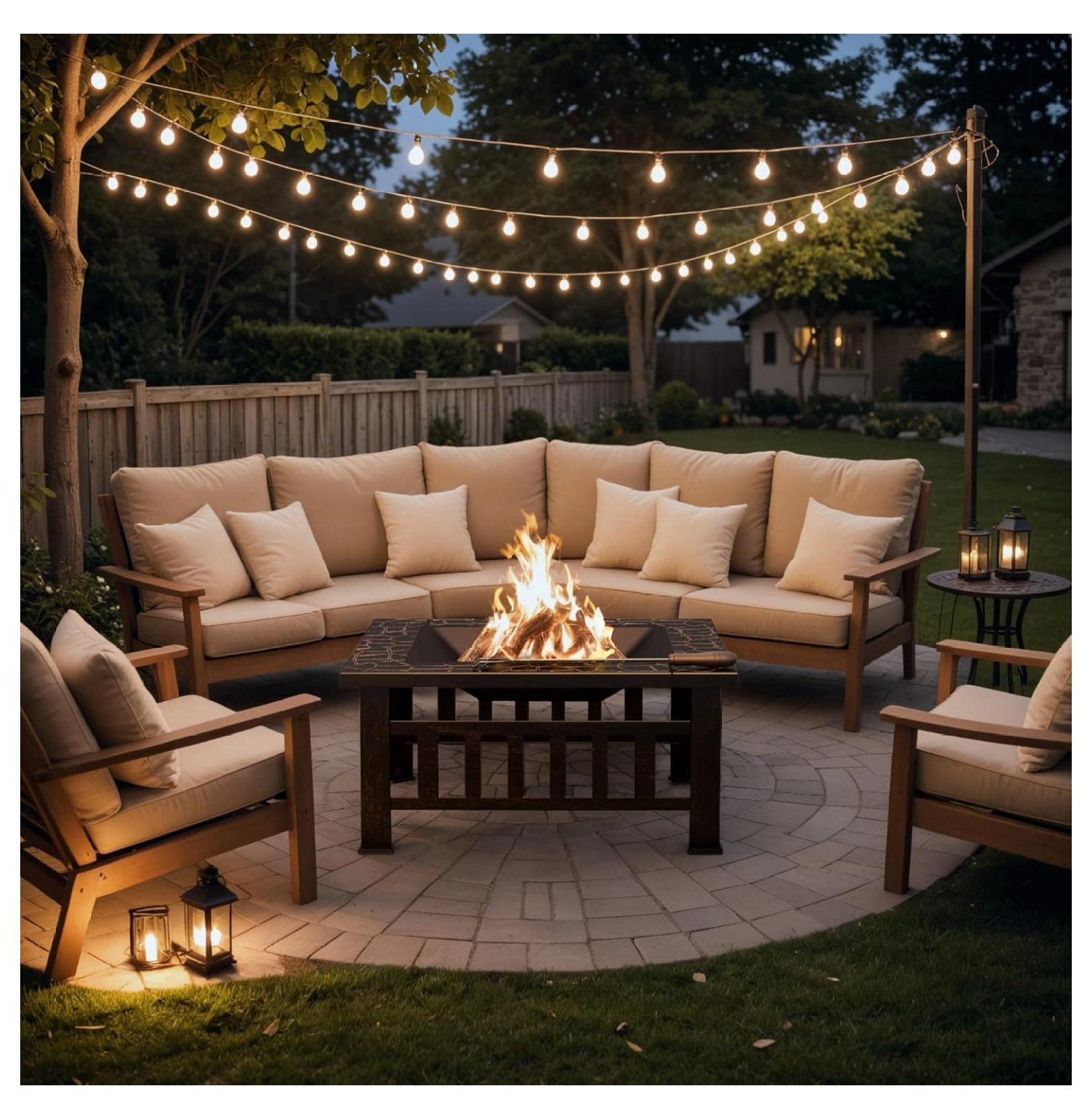 SONGMY Outdoor Fire Pit, 32 Inch Firepit Table Metal Outdoor Fireplaces with Waterproof Cover for Outside Patio Camping (Bronze)