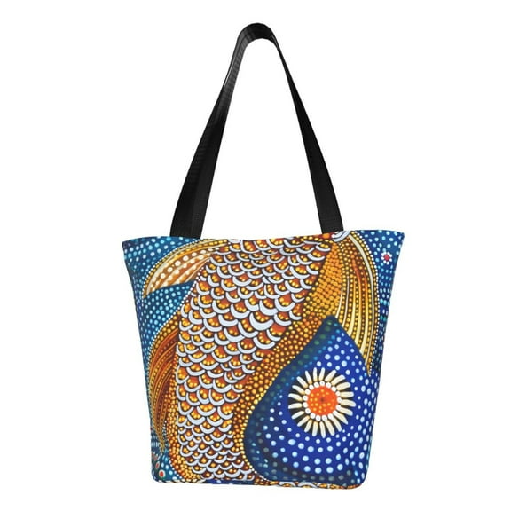 Sikiie Colorful Dot Art Fish Shoulder Bag Casual Hobo Crossbody Tote Bag for Women and Men Large Purse Messenger Bag Travel Work