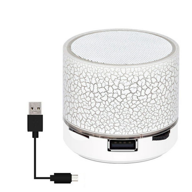 Sidaley Altavoz Bluetooth Mini altavoz inalámbrico Crack LED TF tarjeta USB Subwoofer portátil MP3 música columna de sonido para PC teléfono móvil Cables de audio/vídeo Blanco