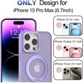 thumbnail image 2 of 360° Rotatable Magnetic Ring Stand for iPhone 15 Pro Max Case Magsafe, Shockproof Protective Slim Translucent Back iPhone 15 Promax Case for Men Women 6.7 - Lilac, 2 of 6