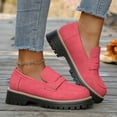 thumbnail image 2 of Pandaie Womens Loafers Lug Sole Platform Chunky Slip on Work Shoes Business Office Casual Dress Oxfords Red 9.5, 2 of 8