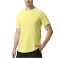 thumbnail image 2 of Summer Shirt For Men Fashion Crew Neck Breathable Elastic Sport Solid Color Casual Short Sleeved Summer Classic Basic Tee Shirts - Yellow∣2XL, 2 of 6