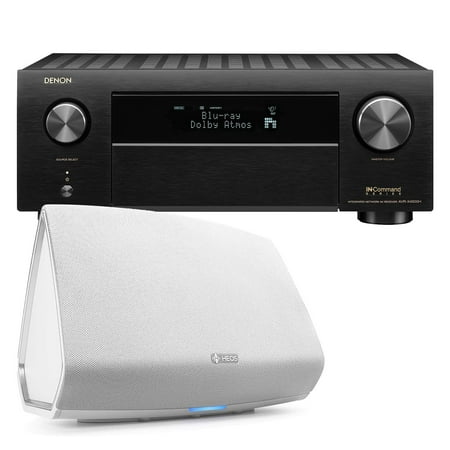 Denon AVRX4500H Network AV Receiver w/ HEOS5 HS2 Wireless Speaker White (Best Speakers For Denon Receiver)