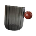 thumbnail image 2 of Taza medidora de vidrio, taza medidora de café, se puede hervir, taza de té con mango redondo de madera. Negro claro, 2 of 9