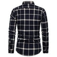 thumbnail image 3 of RYRJJ Flannel Shirts for Men Regular Fit Long Sleeve Button Down Shirt Plaid Casual Shirt Jacket with Pocket(Navy,S), 3 of 3