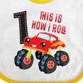 thumbnail image 4 of Inktastic Monster Truck How I Roll 1st Birthday Boys Baby Bib, 4 of 4