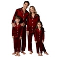thumbnail image 2 of YWMJI Matching Family Satin Pajama Sets Men's Satin Silk Pajamas Set Long Sleeve Loungewear Sleepwear Button Down Silky Loungewear Classic Sleepwear Notch Collar Lounge Sets with Pockets Wine Red Xl, 2 of 7