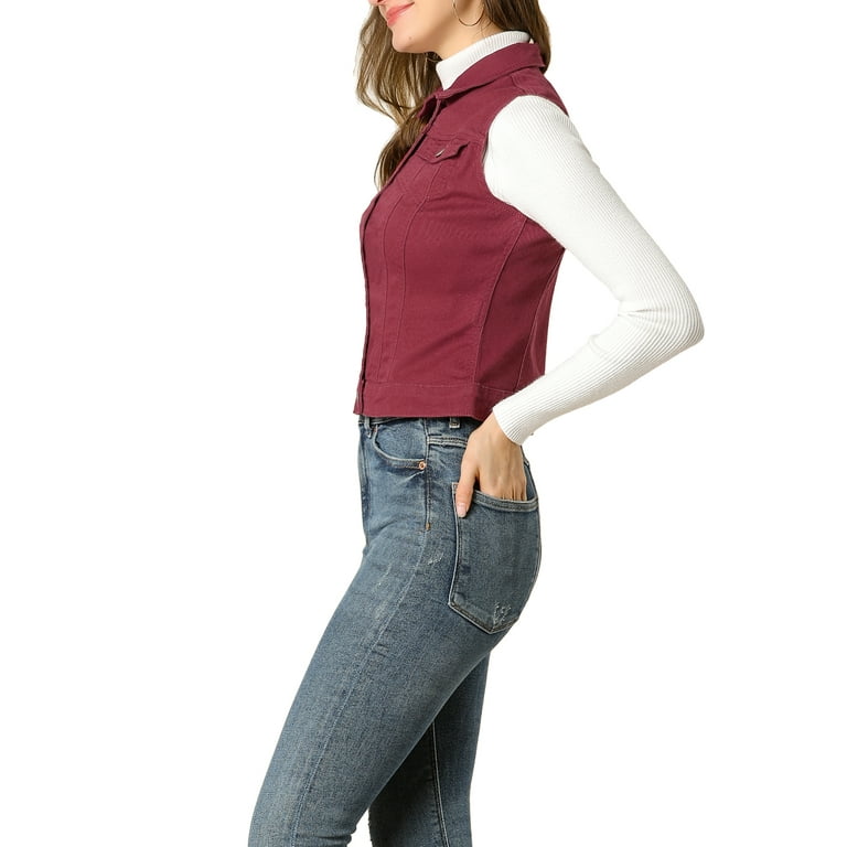 Burgundy sleeveless jacket cheap