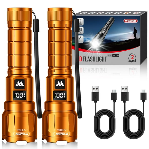 Linterna WDTPro SFL046, 6000 lúmenes, recargable, paquete de 2