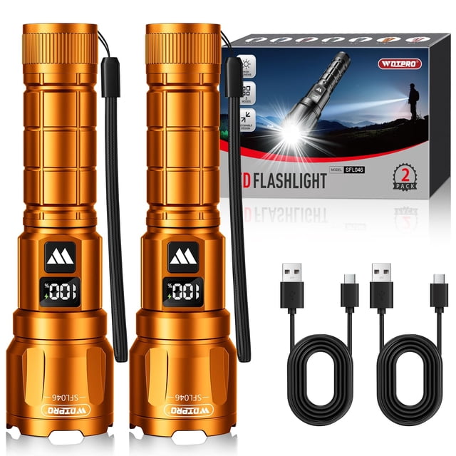 Linterna WDTPro SFL046, 6000 lúmenes, recargable, paquete de 2